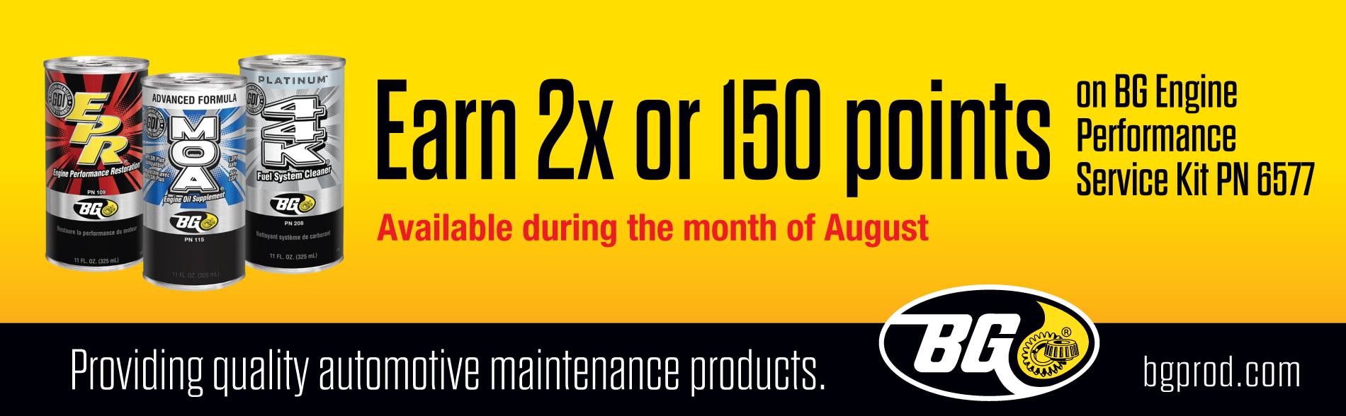 Earn 2X or 150 Points on BG Engine Performance Service Kit PN 6577