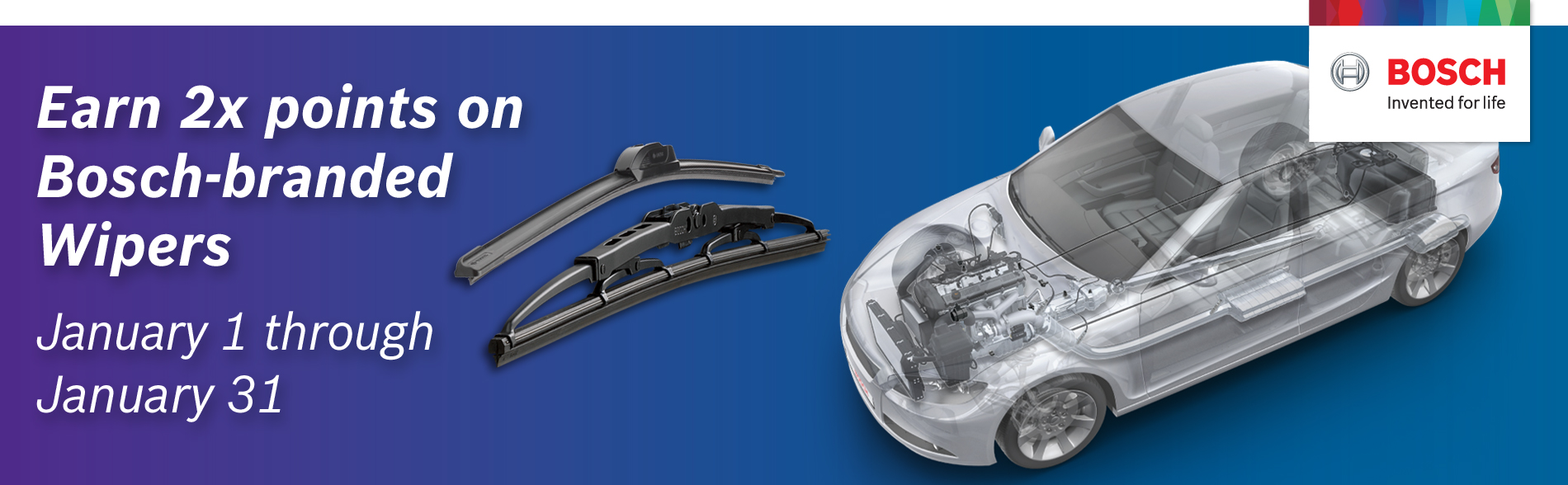 Get Double eXtra points on Bosch-branded Wipers